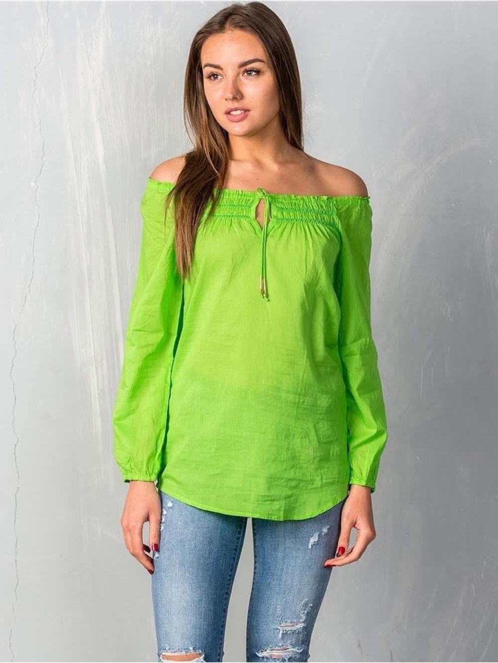 Cotton Daisy Green Off Shoulder Blouse Boho Flowy Peasant Top